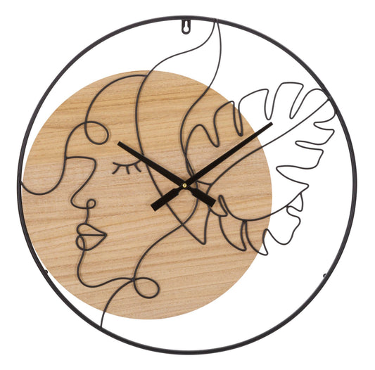 Wandklok Elegant Zwart-Bruin 60x60x2 cm