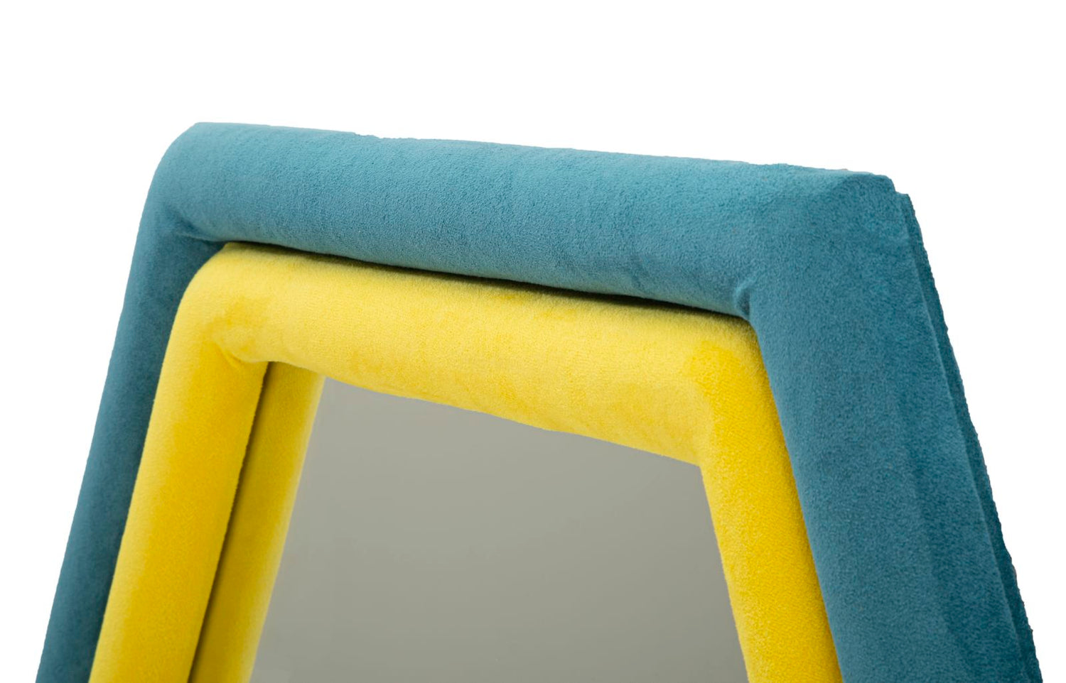 Wandspiegel Tony Blauw/Geel Fluweel 80x75x4 cm