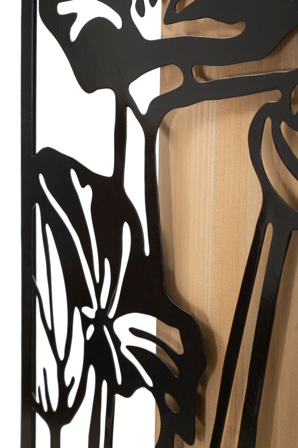 Wandpaneel Lotus Ijzer En Hout 90x60x2 cm