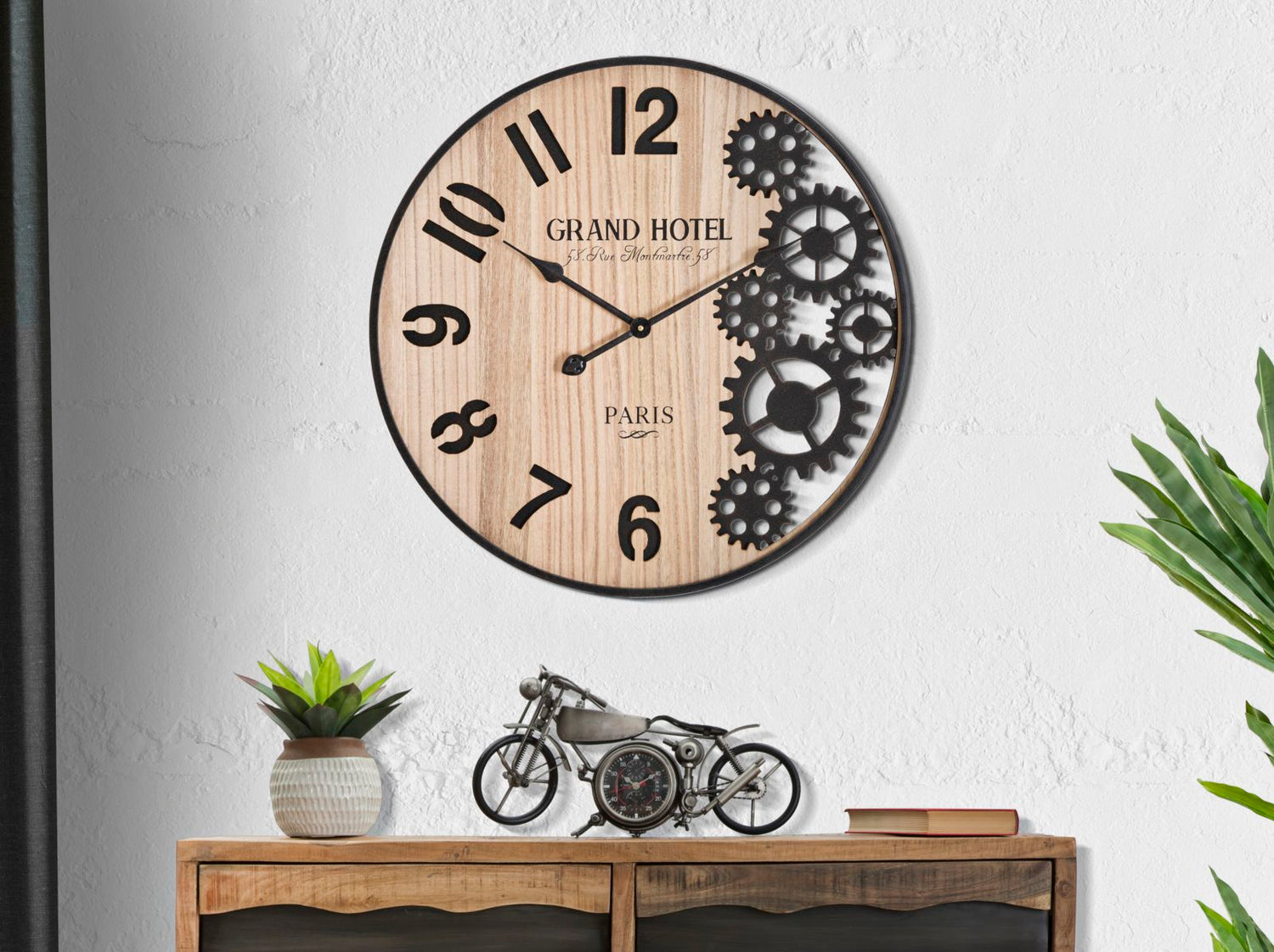 Industriële Wandklok Met Tandwielen 60x60x4.5 cm
