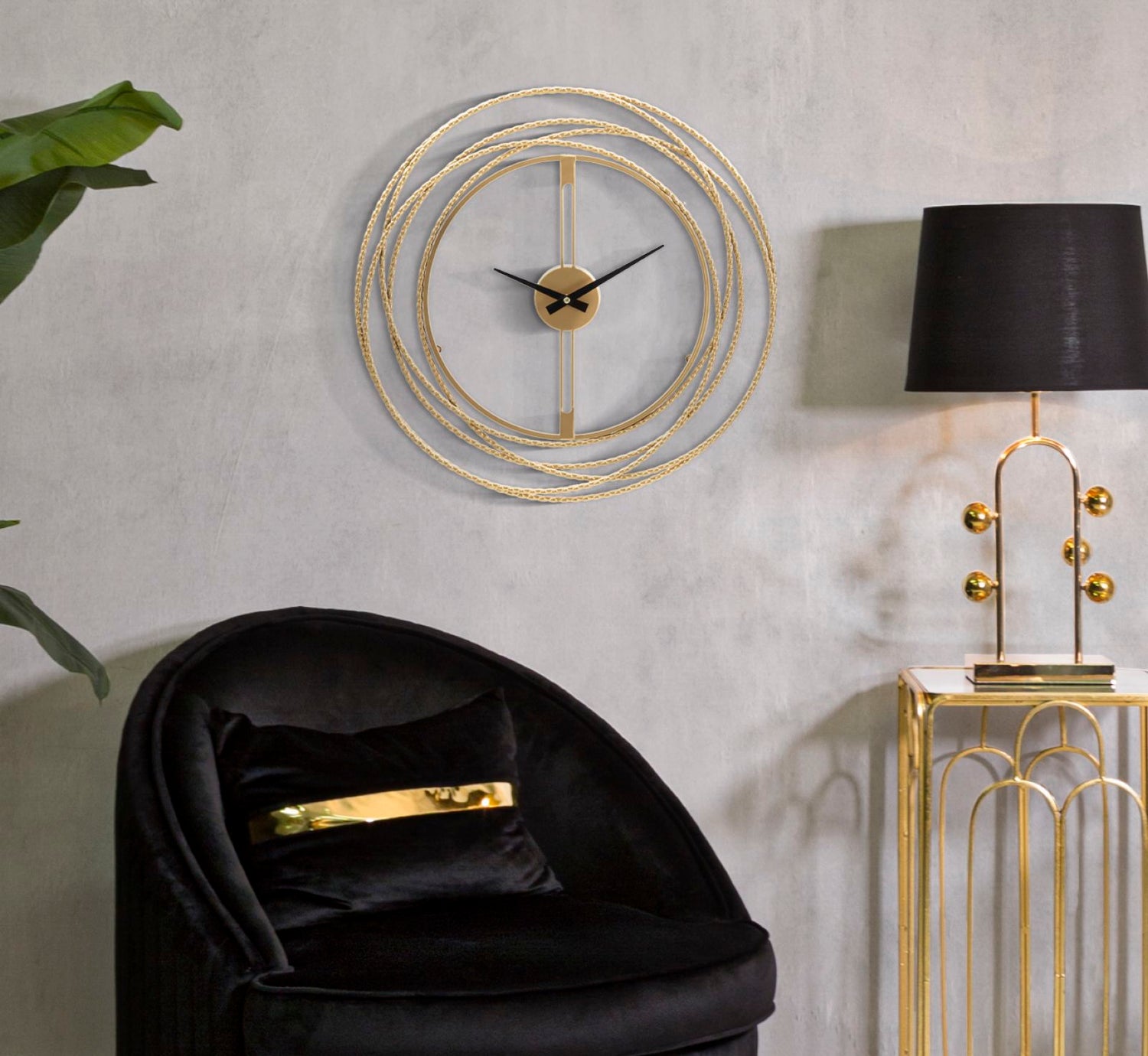 Wandklok Gold Strips 50x50x4 cm