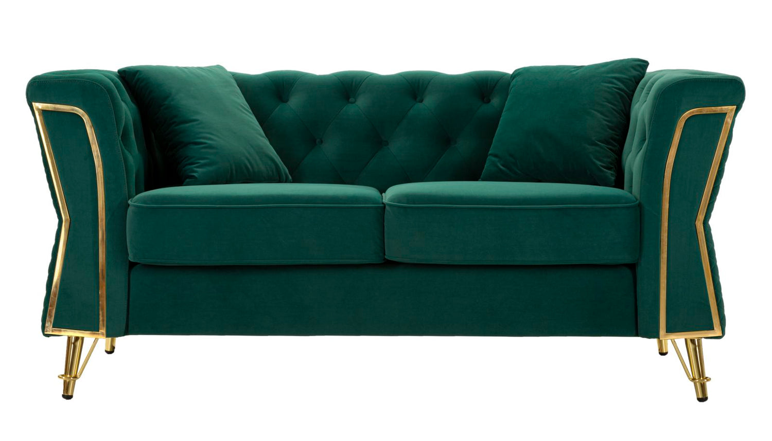 Sofa Emy Groen Met Gouden Poten 76x162x83 cm