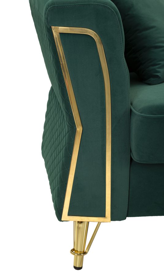 Sofa Emy Groen Met Gouden Poten 76x162x83 cm