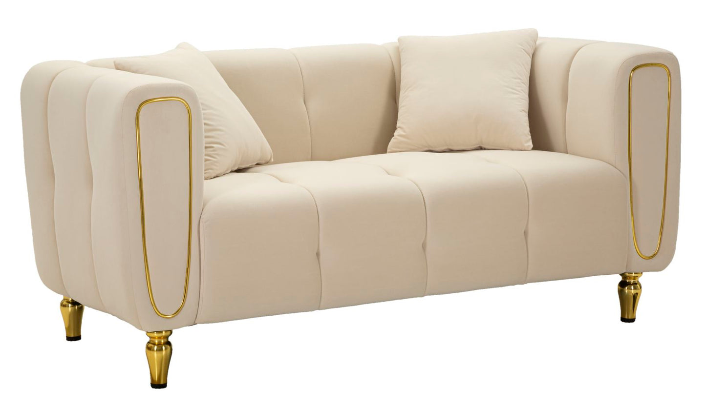 Sofa Alma Crème Met Gouden Poten 71x81x155 cm