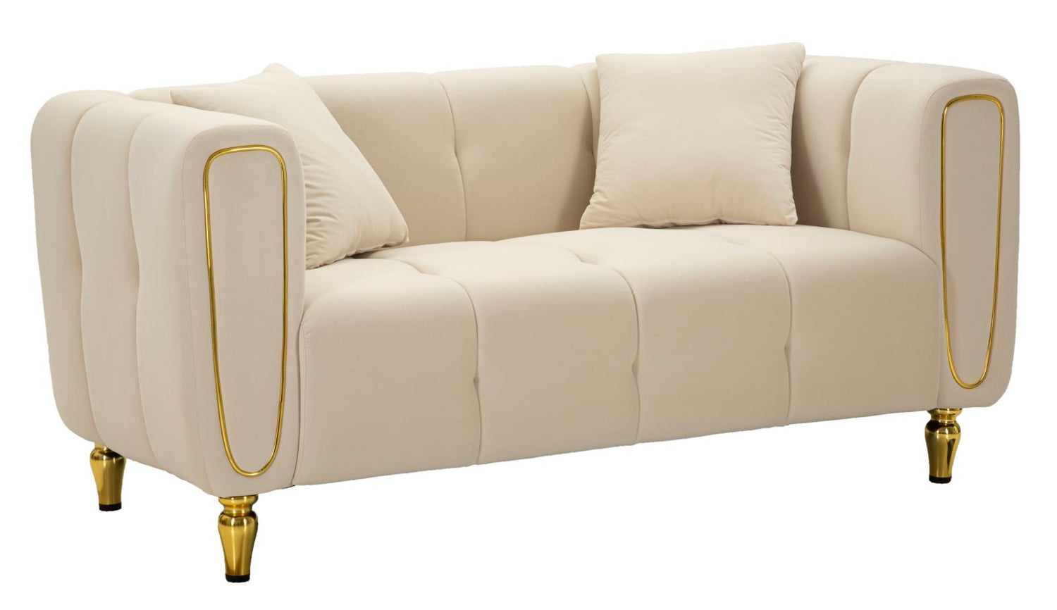 Sofa Alma Crème Met Gouden Poten 71x81x155 cm