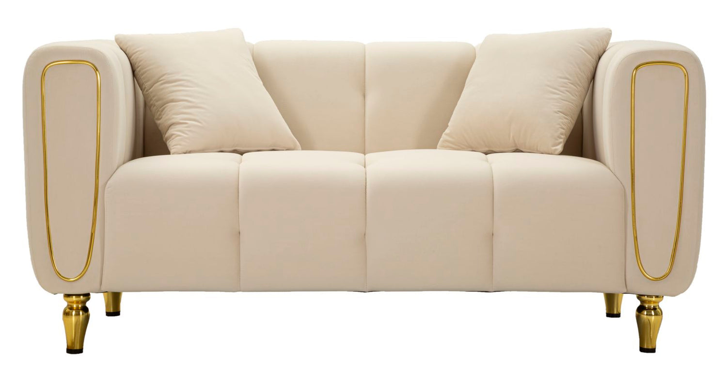 Sofa Alma Crème Met Gouden Poten 71x81x155 cm