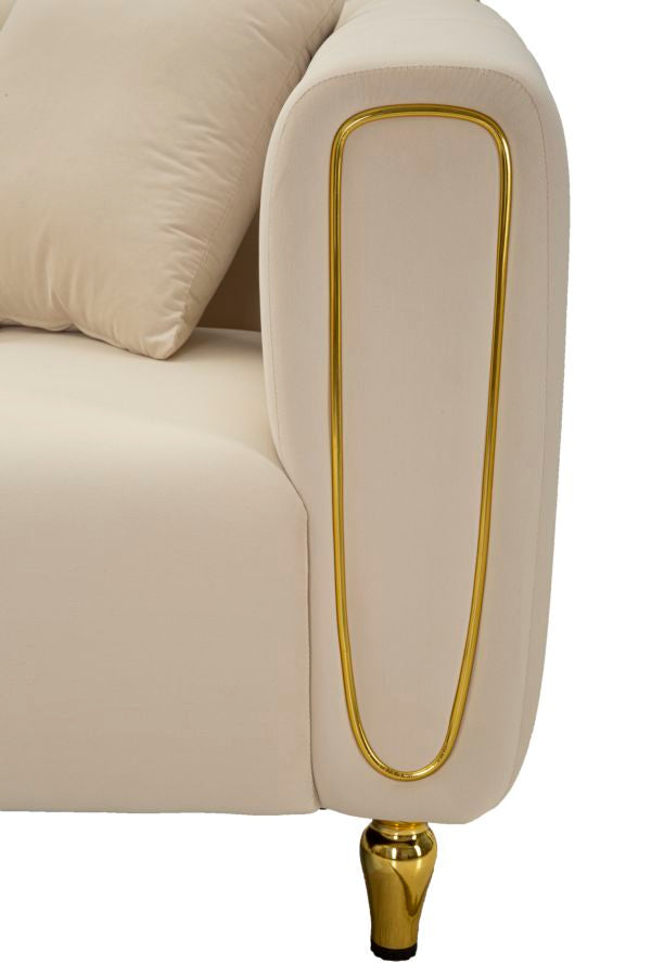 Sofa Alma Crème Met Gouden Poten 71x81x155 cm