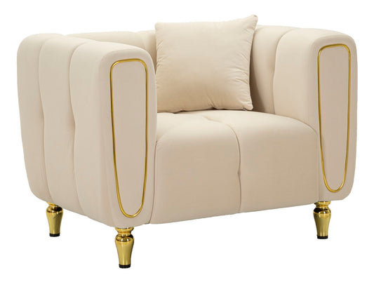 Fauteuil Alma Crème Met Gouden Poten 71x81x97 cm