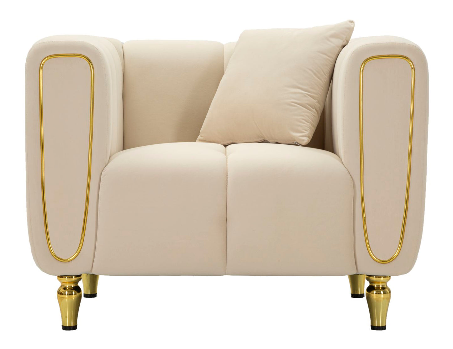 Fauteuil Alma Crème Met Gouden Poten 71x81x97 cm