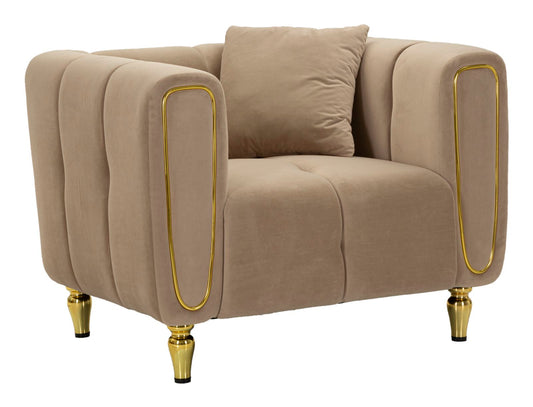 Fauteuil Alma Grijs met Gouden Poten 71x81x97 cm