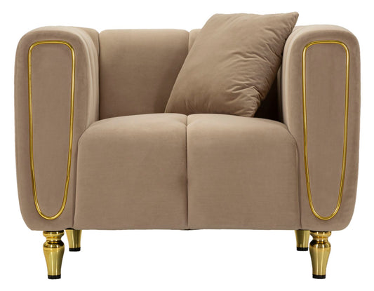 Fauteuil Alma Grijs met Gouden Poten 71x81x97 cm