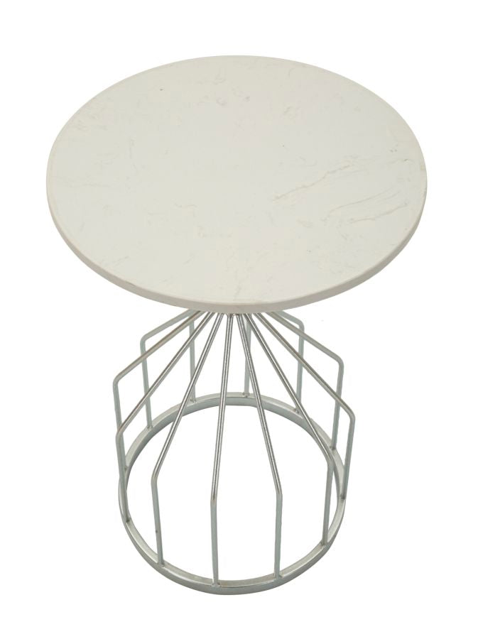 Zilveren Salontafel Met Marmeren Blad 58x37.5x37.5 cm