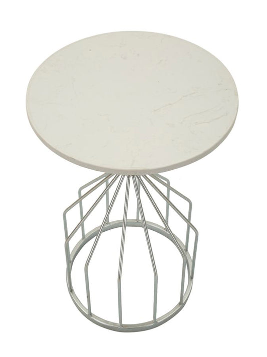Zilveren Salontafel Met Marmeren Blad 58x37.5x37.5 cm