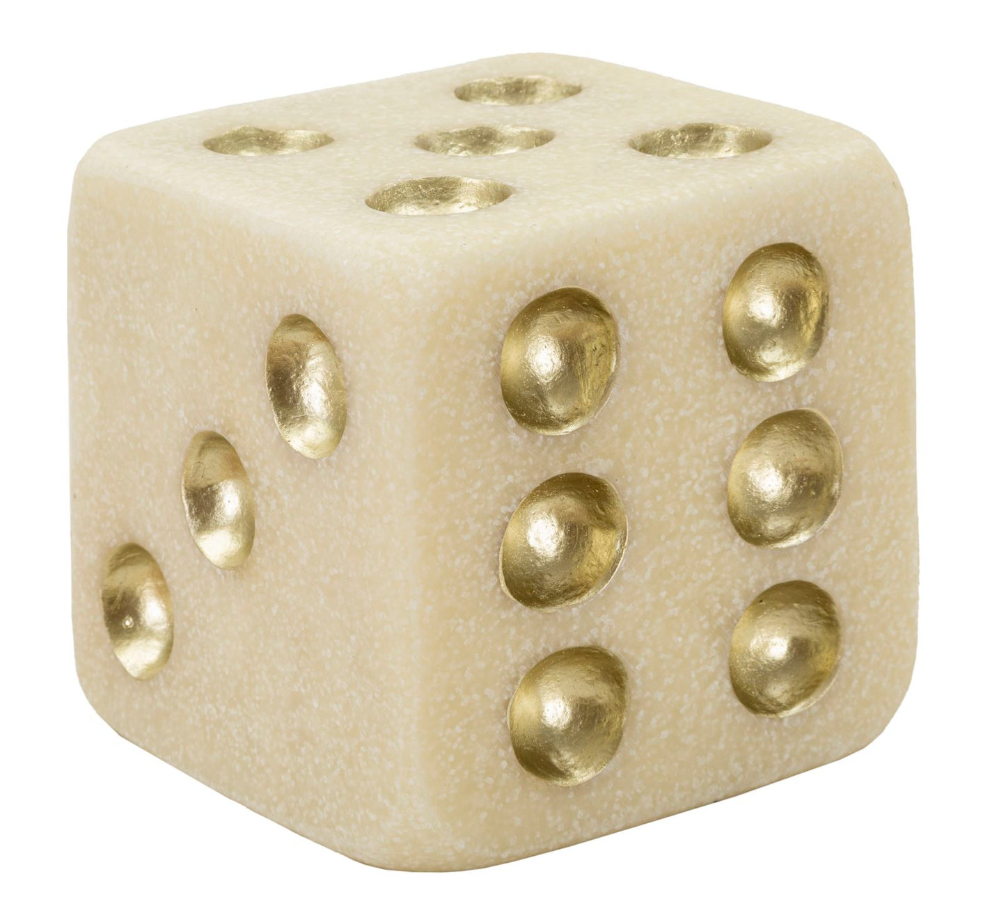 Dice Quarzy Decoratief Dobbelsteen Wit En Goud 12x12x12 cm