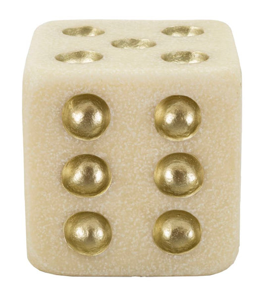 Dice Quarzy Decoratief Dobbelsteen Wit En Goud 12x12x12 cm