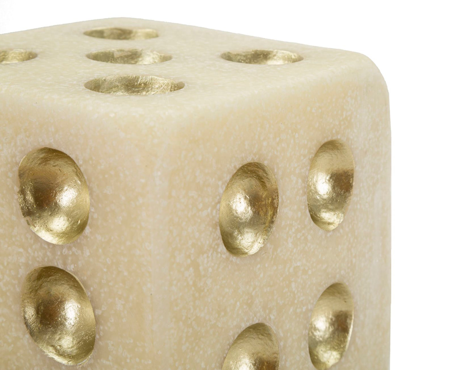 Dice Quarzy Decoratief Dobbelsteen Wit En Goud 12x12x12 cm