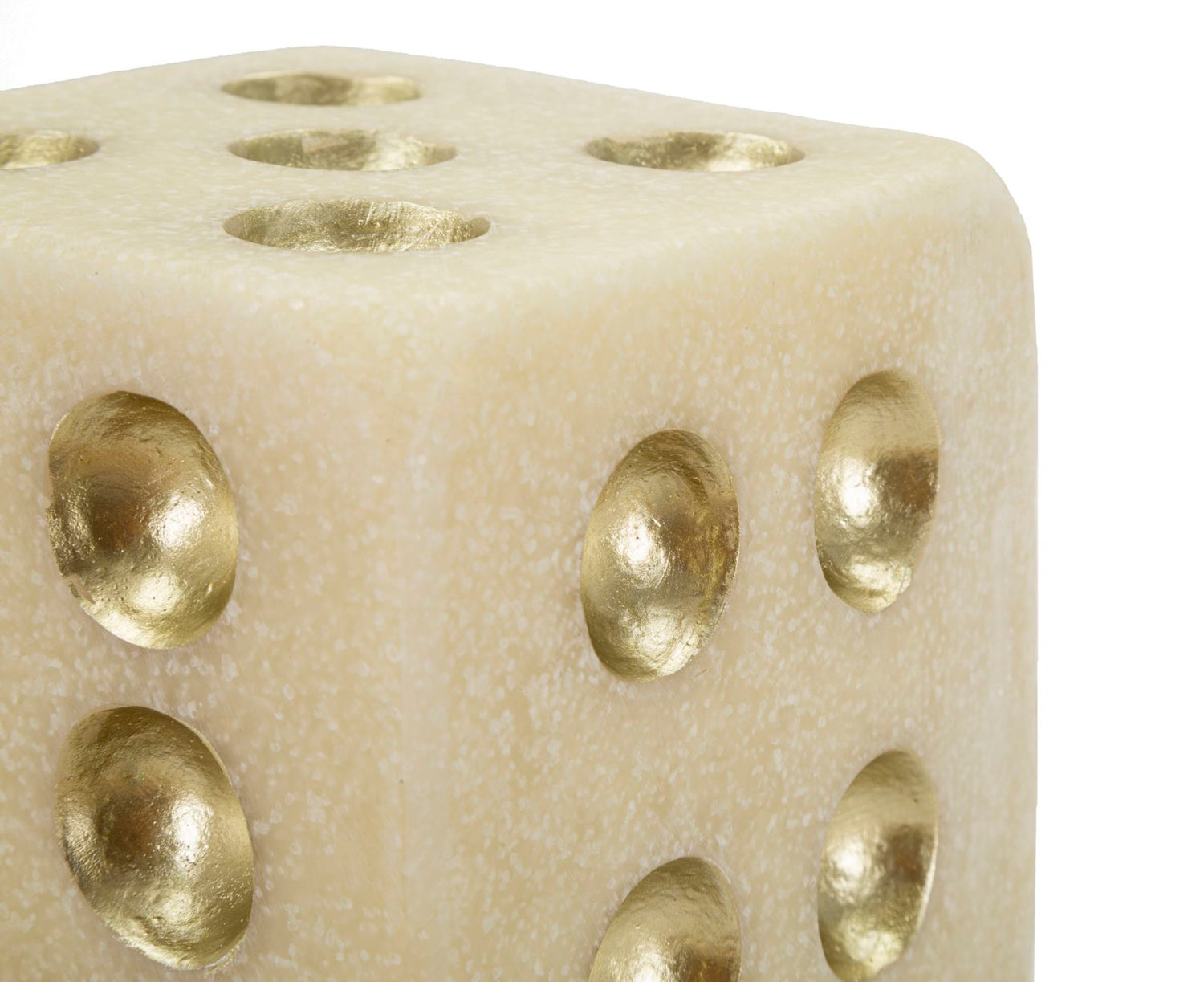 Dice Quarzy Decoratief Dobbelsteen Wit En Goud 12x12x12 cm