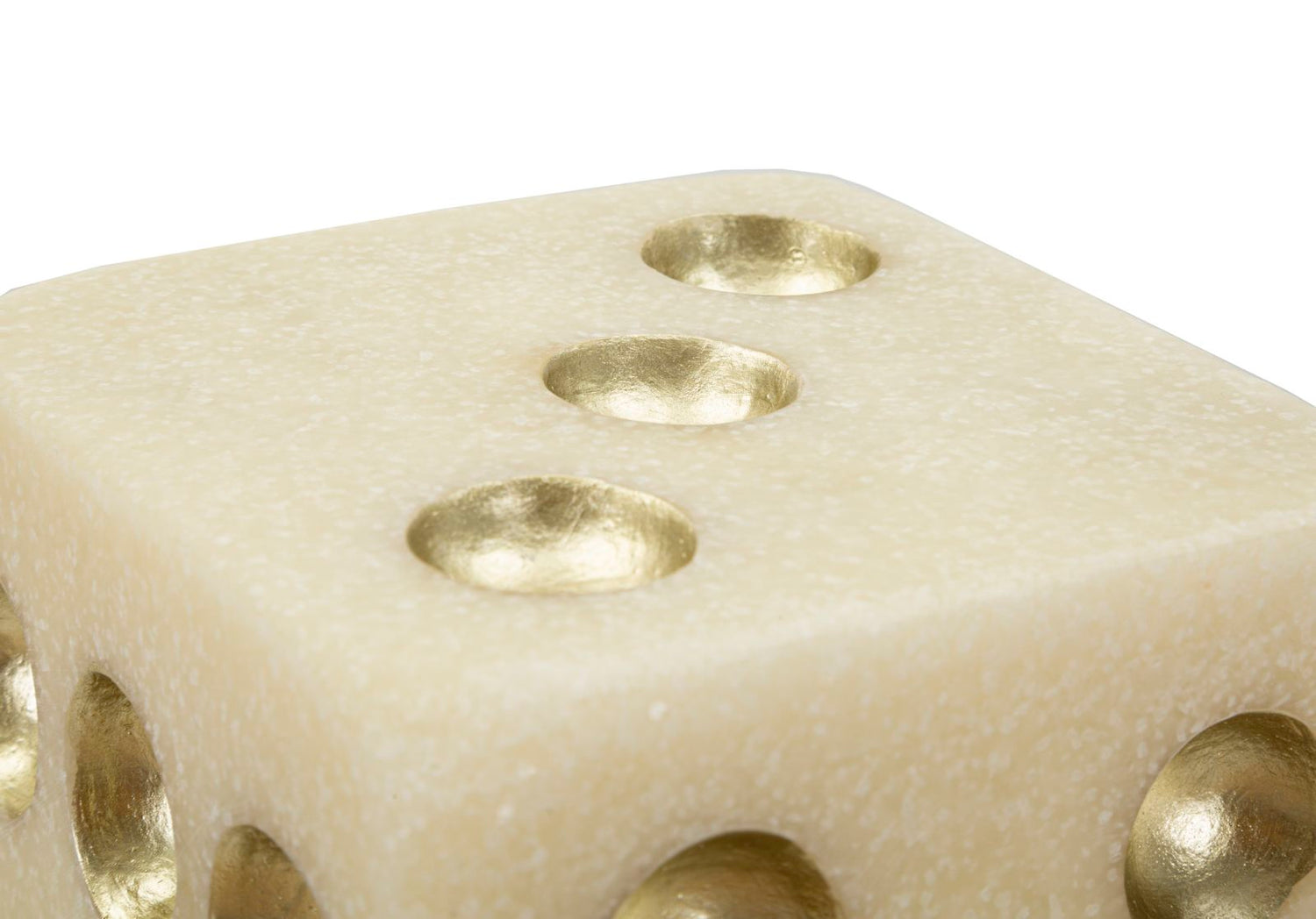 Dice Quarzy Decoratief Dobbelsteen Wit En Goud 12x12x12 cm