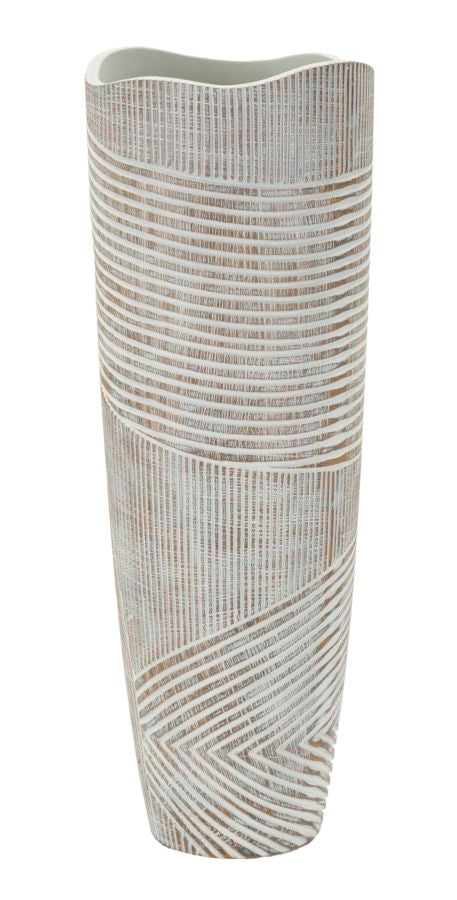 Houten Resin Pot Wit Gewassen 55x19x19 cm