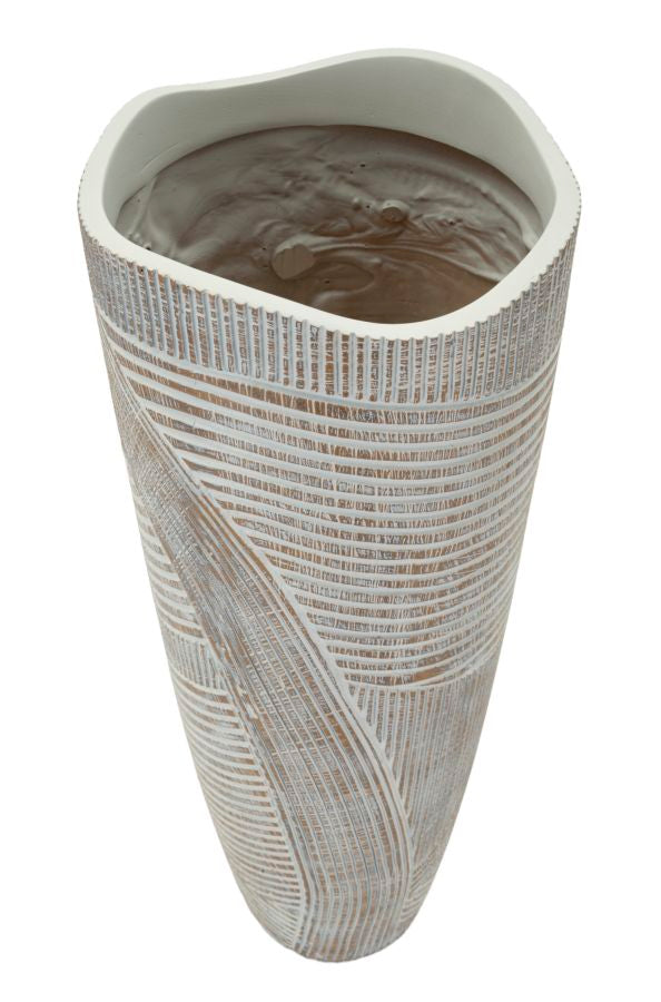 Houten Resin Pot Wit Gewassen 55x19x19 cm