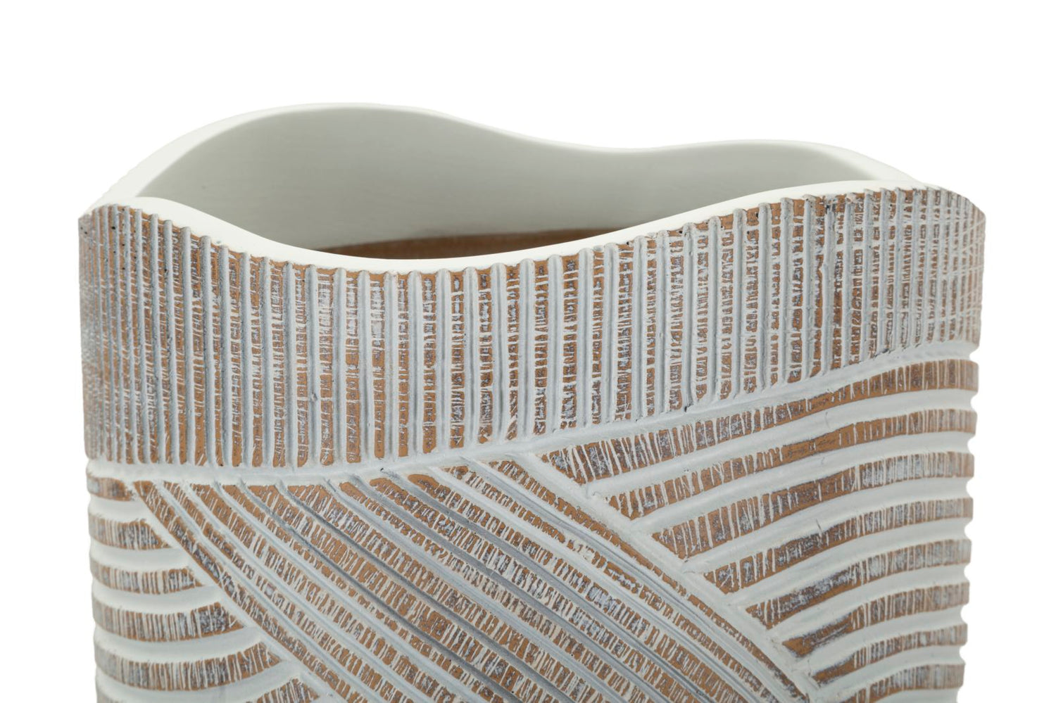 Houten Resin Pot Wit Gewassen 55x19x19 cm