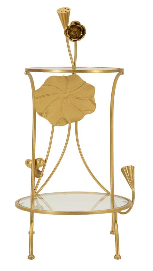 Bijzettafel Flowers Met 2 GlazenPlanken 78x40x40 cm