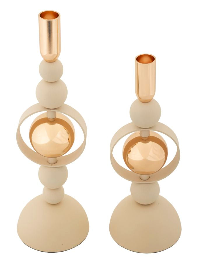 Kandelaar Saturn Cream Set 2 Stuks