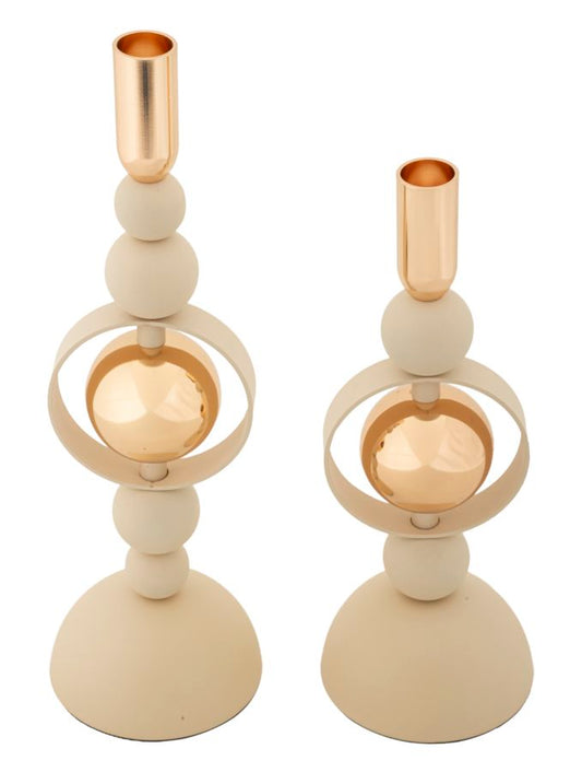 Kandelaar Saturn Cream Set 2 Stuks