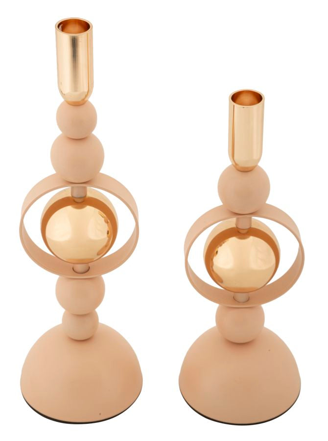 Kaarsenhouder Saturn Roze Set 2 Stuks