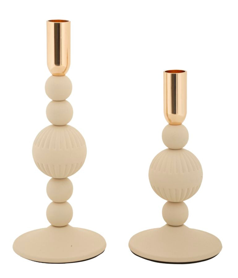 Kandelaar Aster Crème Set 2 Stuks