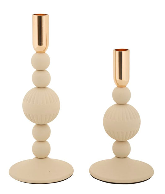 Kandelaar Aster Crème Set 2 Stuks