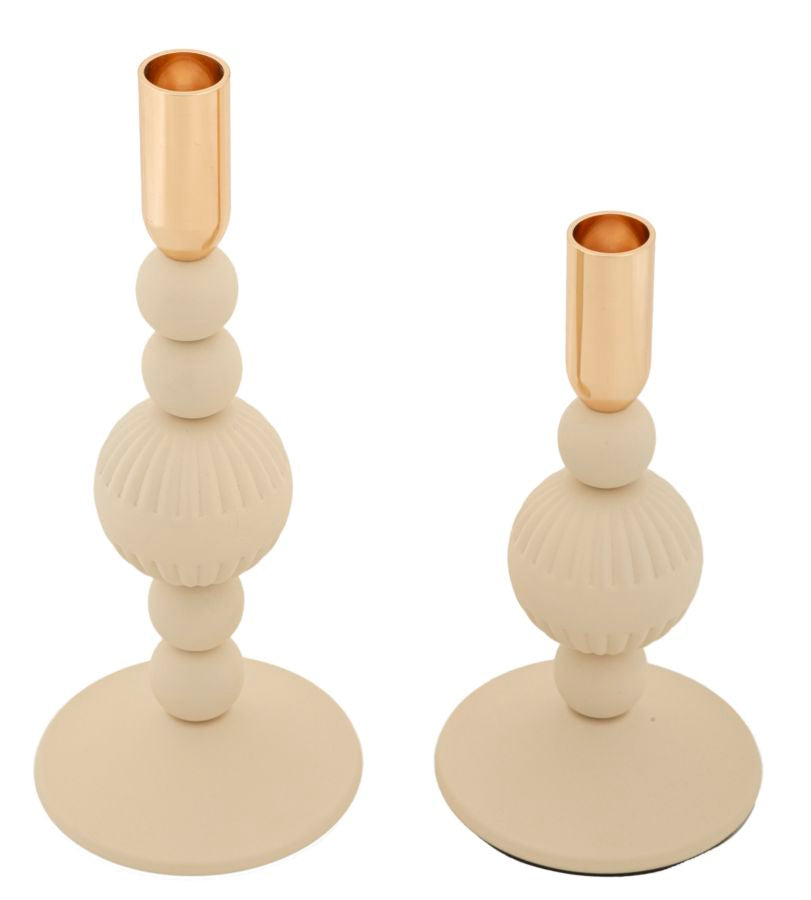 Kandelaar Aster Crème Set 2 Stuks