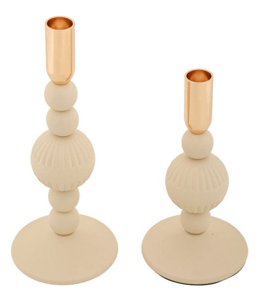 Kandelaar Aster Crème Set 2 Stuks