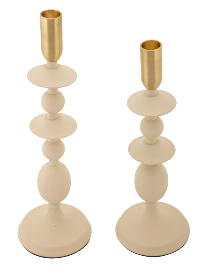 Kaarsenhouder Gemini Cream Set 2 Stuks