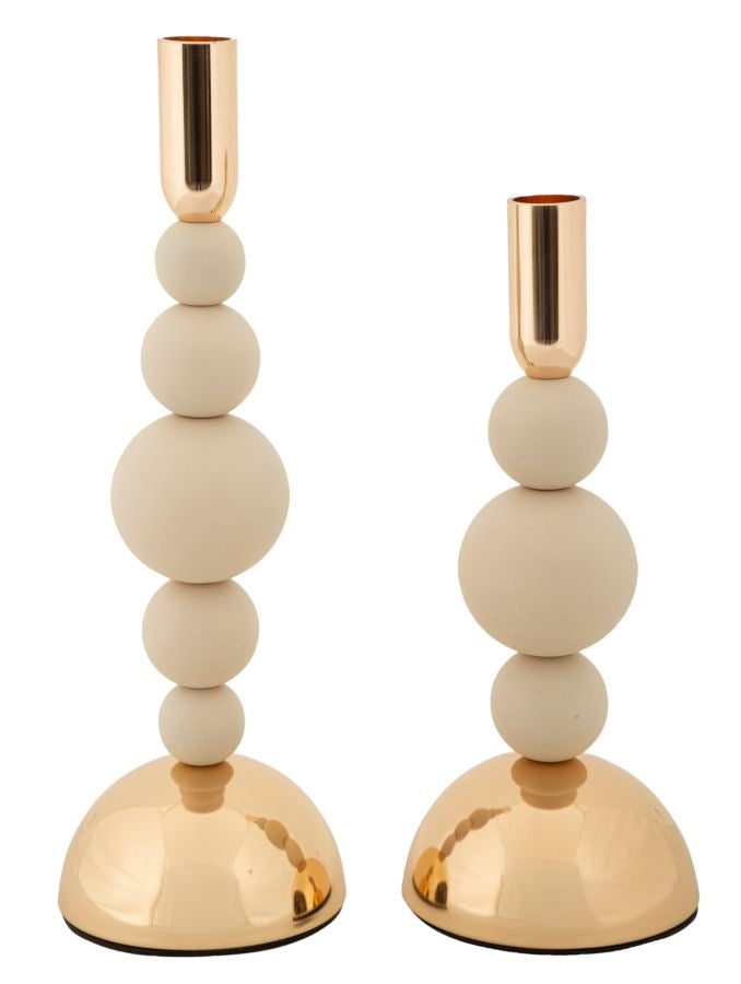 Kaarsenhouder Bolly Crème Set 2 Stuks
