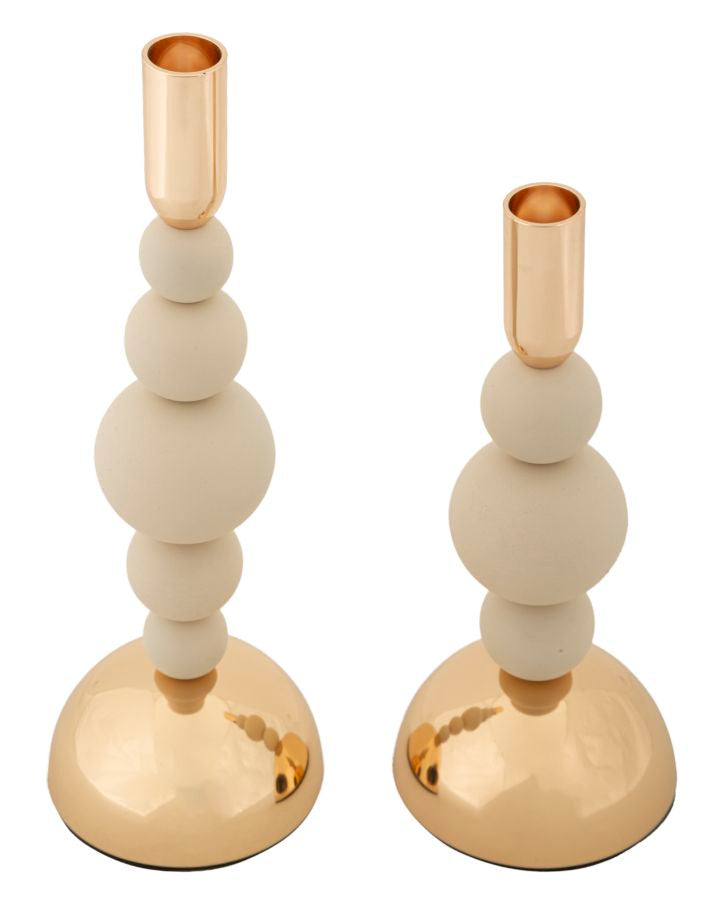 Kaarsenhouder Bolly Crème Set 2 Stuks