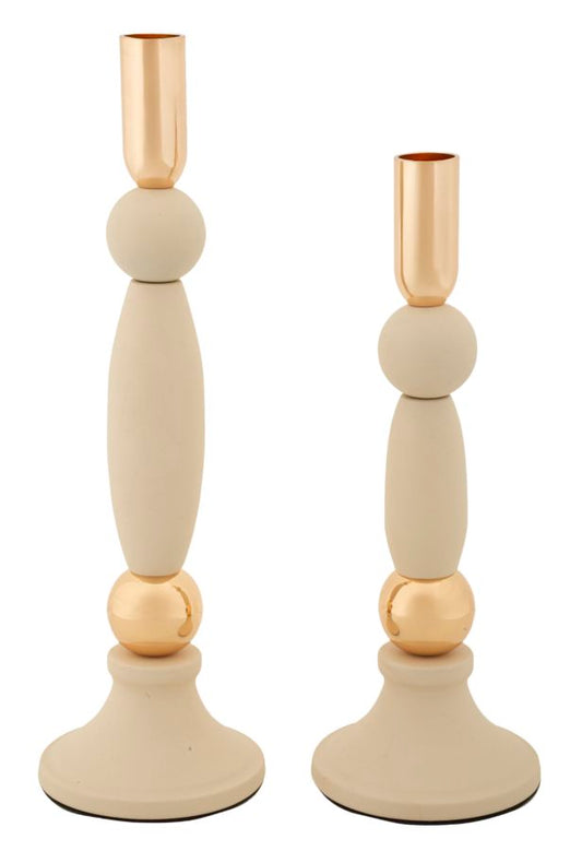 Kandelaar Strek Cream Set 2 Stuks
