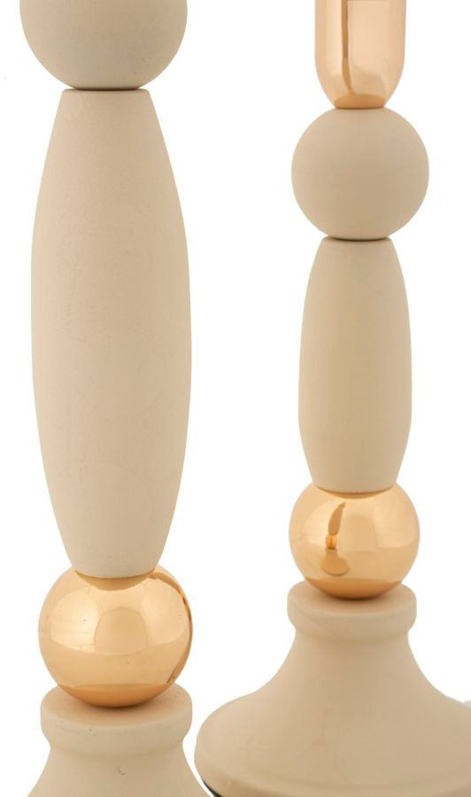 Kandelaar Strek Cream Set 2 Stuks
