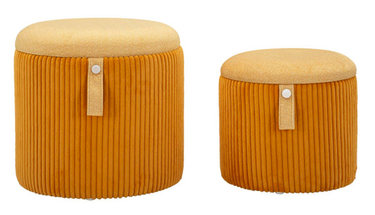 Opbergpouf Bolzano Mosterd Set 2 Stuks