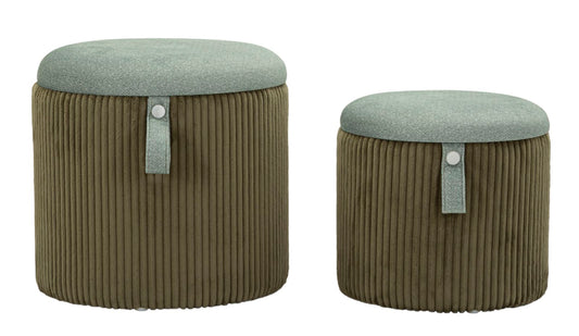 Opbergpouf Bolzano Groen Set 2 Stuks