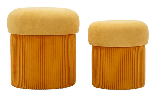 Opbergpoef Aspen Mosterd Set 2 Stuks