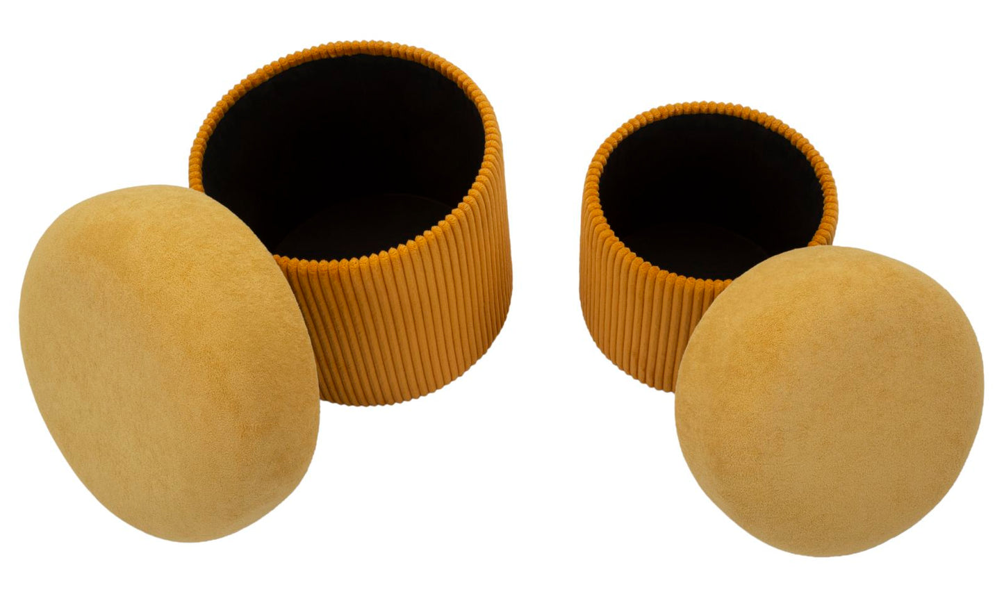 Opbergpoef Aspen Mosterd Set 2 Stuks