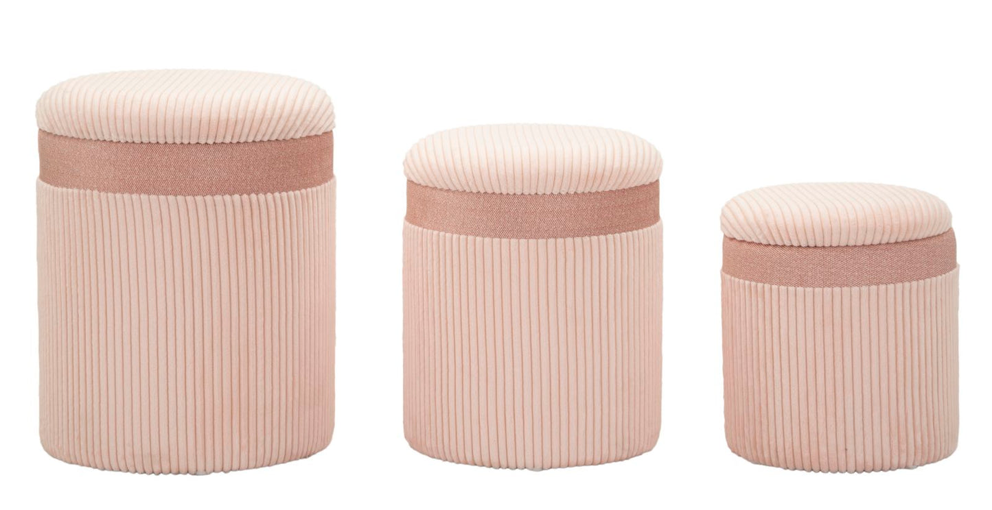 Poef Met Opbergvak Roze Set 3 Stuks