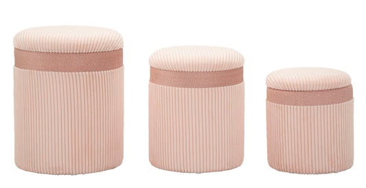 Poef Met Opbergvak Roze Set 3 Stuks