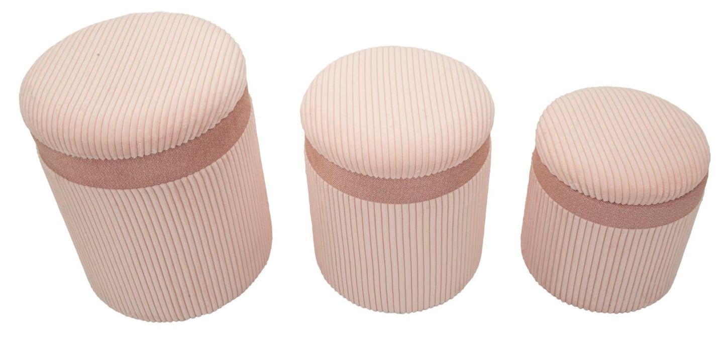 Poef Met Opbergvak Roze Set 3 Stuks
