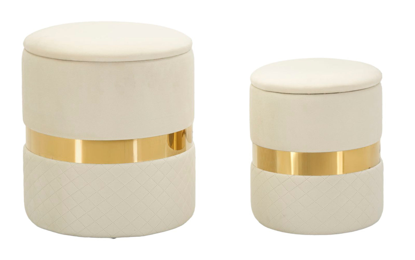Opbergpuf Sheffield Crème Set 2 Stuks