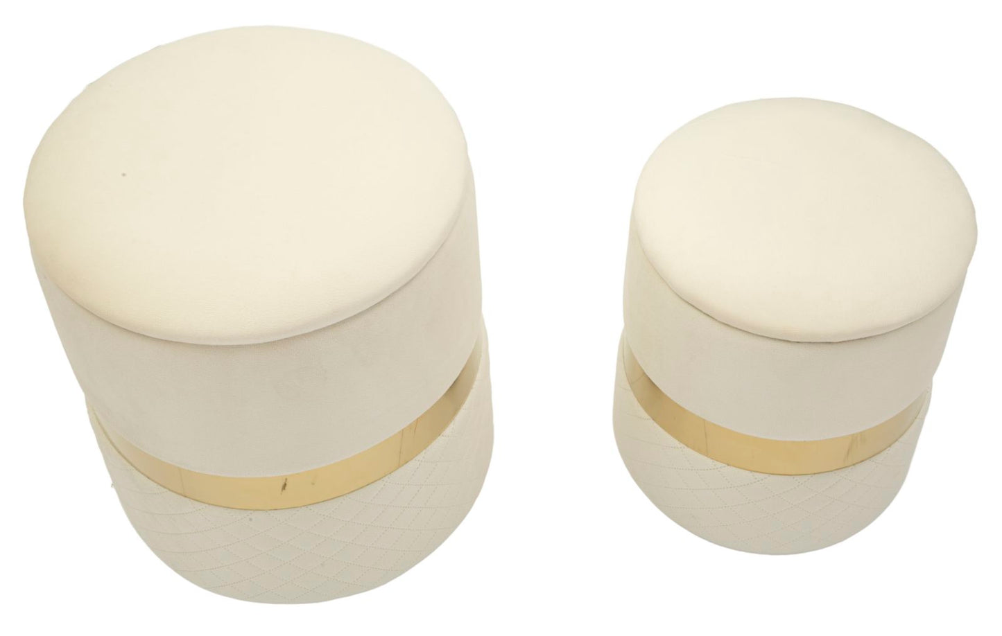 Opbergpuf Sheffield Crème Set 2 Stuks