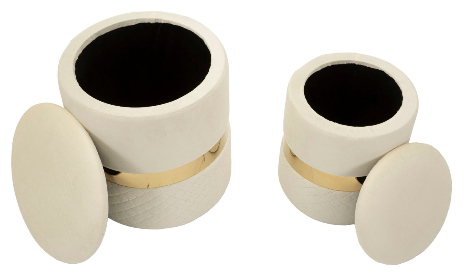 Opbergpuf Sheffield Crème Set 2 Stuks