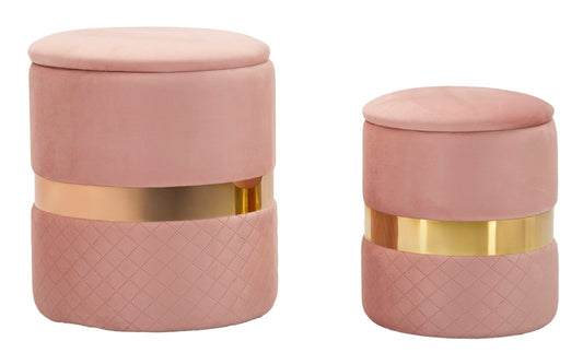Opbergpoef Sheffield Roze Set 2 Stuks