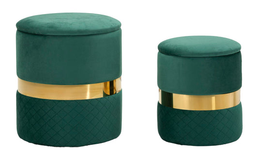 Opbergpuff Sheffield Groen Set 2 Stuks